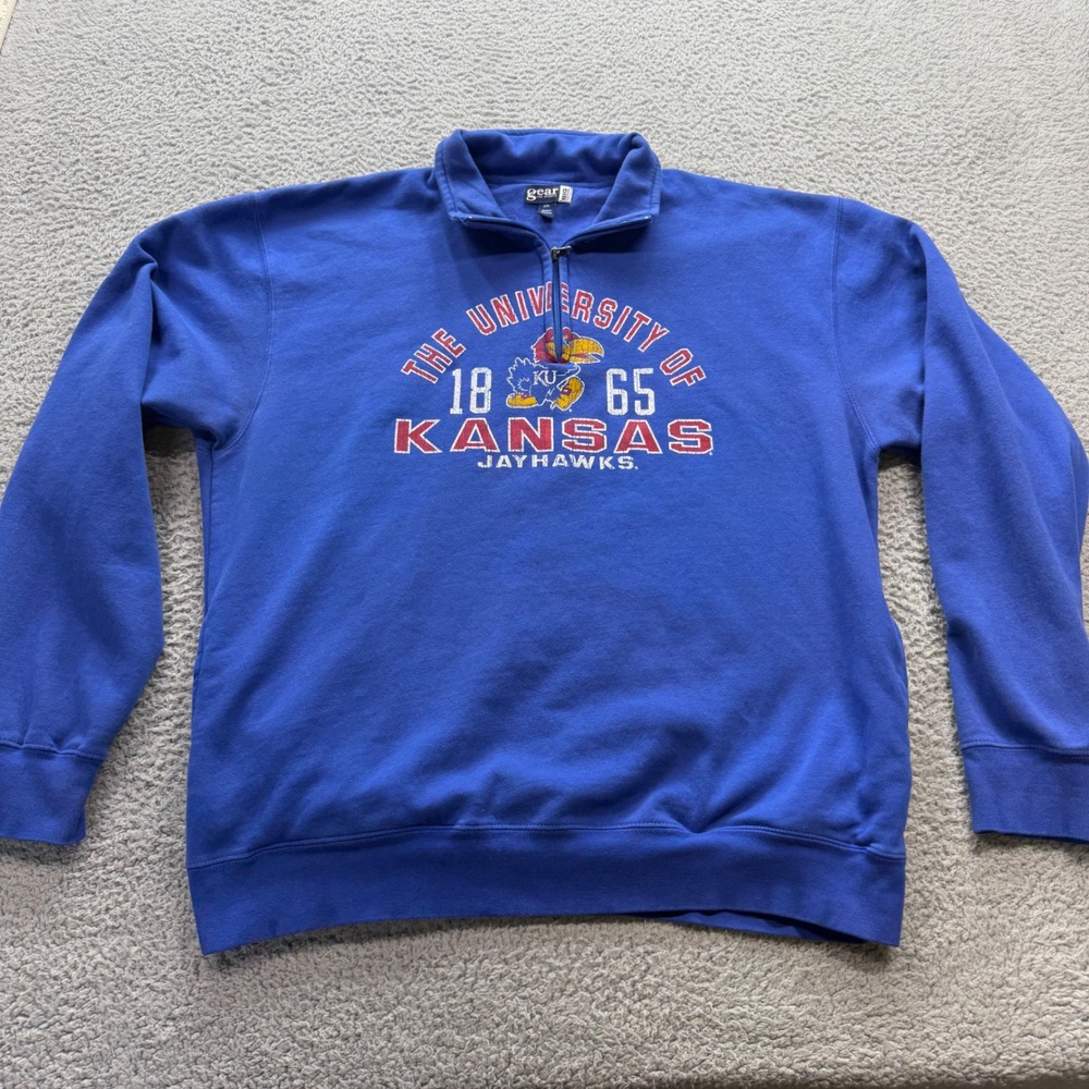 Gear For Sports Sweatshirt Men XXL Blue University of Kansas Jayhawks 1/4 Zip